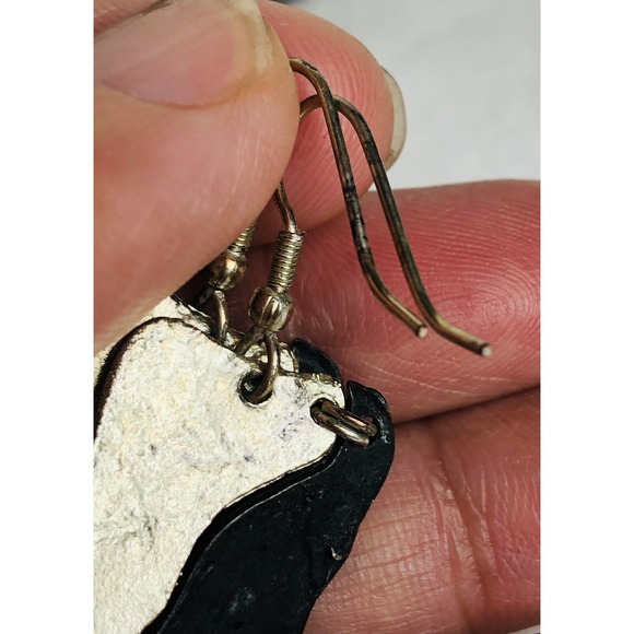 Vtg 80s Artisan Jewelry Set Silver Bronze Swirl Wire Bracelet Dangling Earrings - Picture 9 of 10